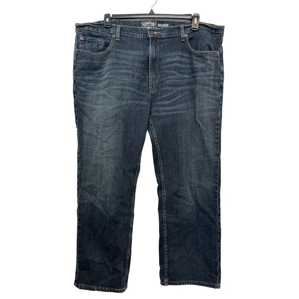 Signature By Levi Strauss & Co. Mens Relaxed Fit Jeans 22W Dark Wash Denim